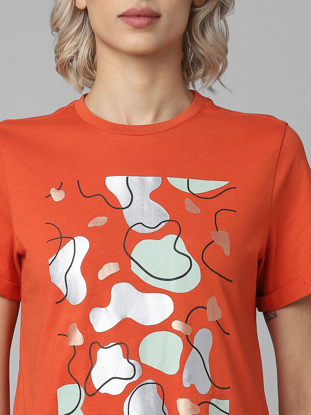 Rust Typographic Print T-Shirt