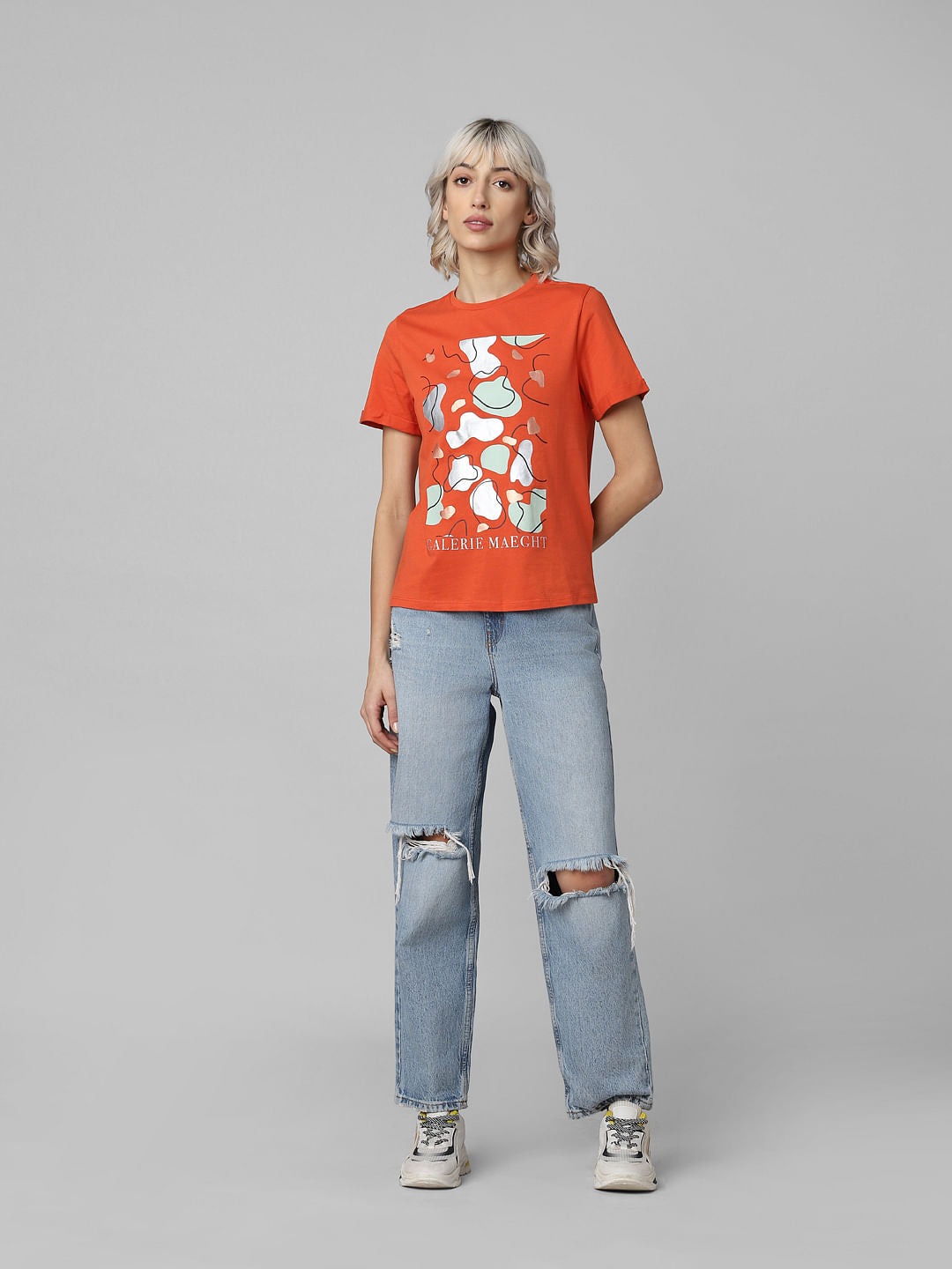 Rust Typographic Print T-Shirt