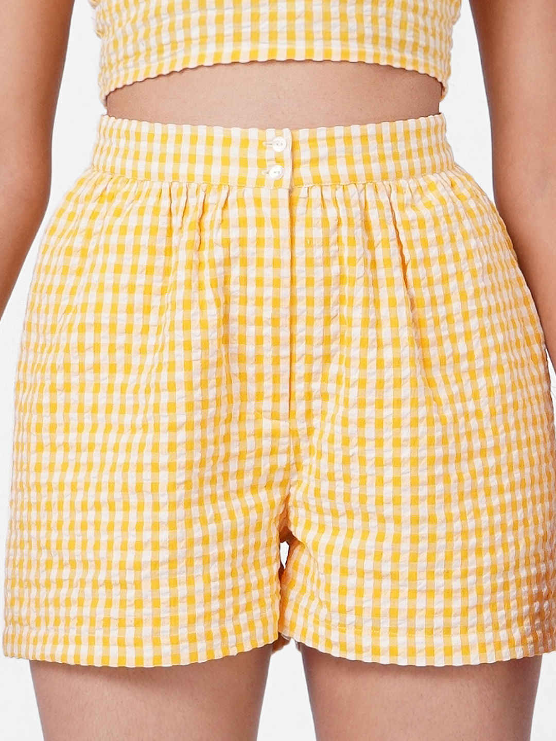 Yellow Checks Co-Ord Shorts