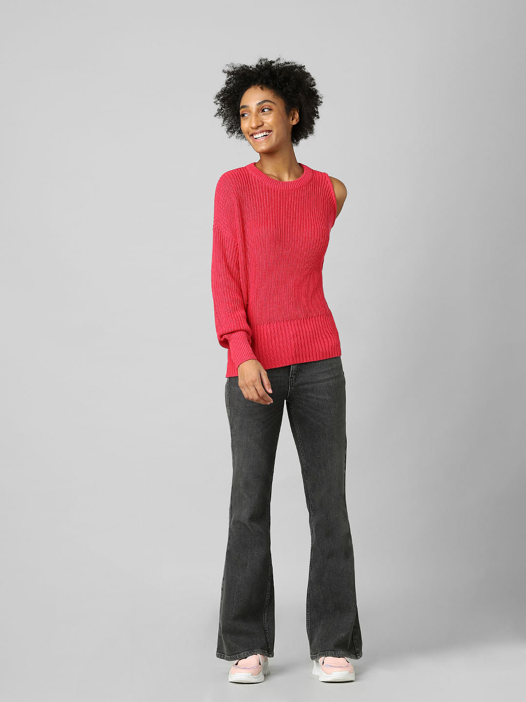 Red Cut-Out Detail Pullover