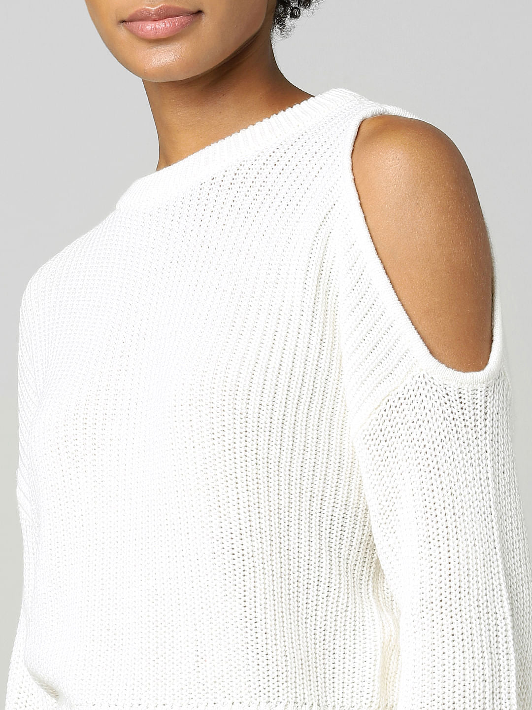 White Cut-Out Detail Pullover