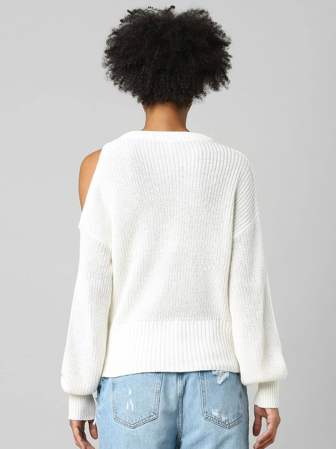 White Cut-Out Detail Pullover