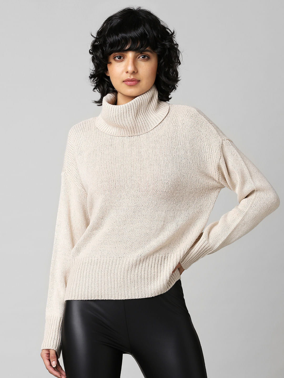 Beige High Neck Pullover