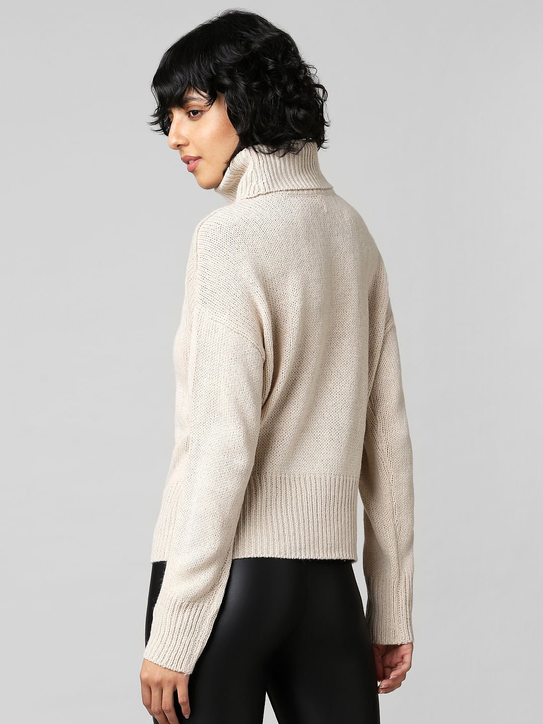 Beige High Neck Pullover