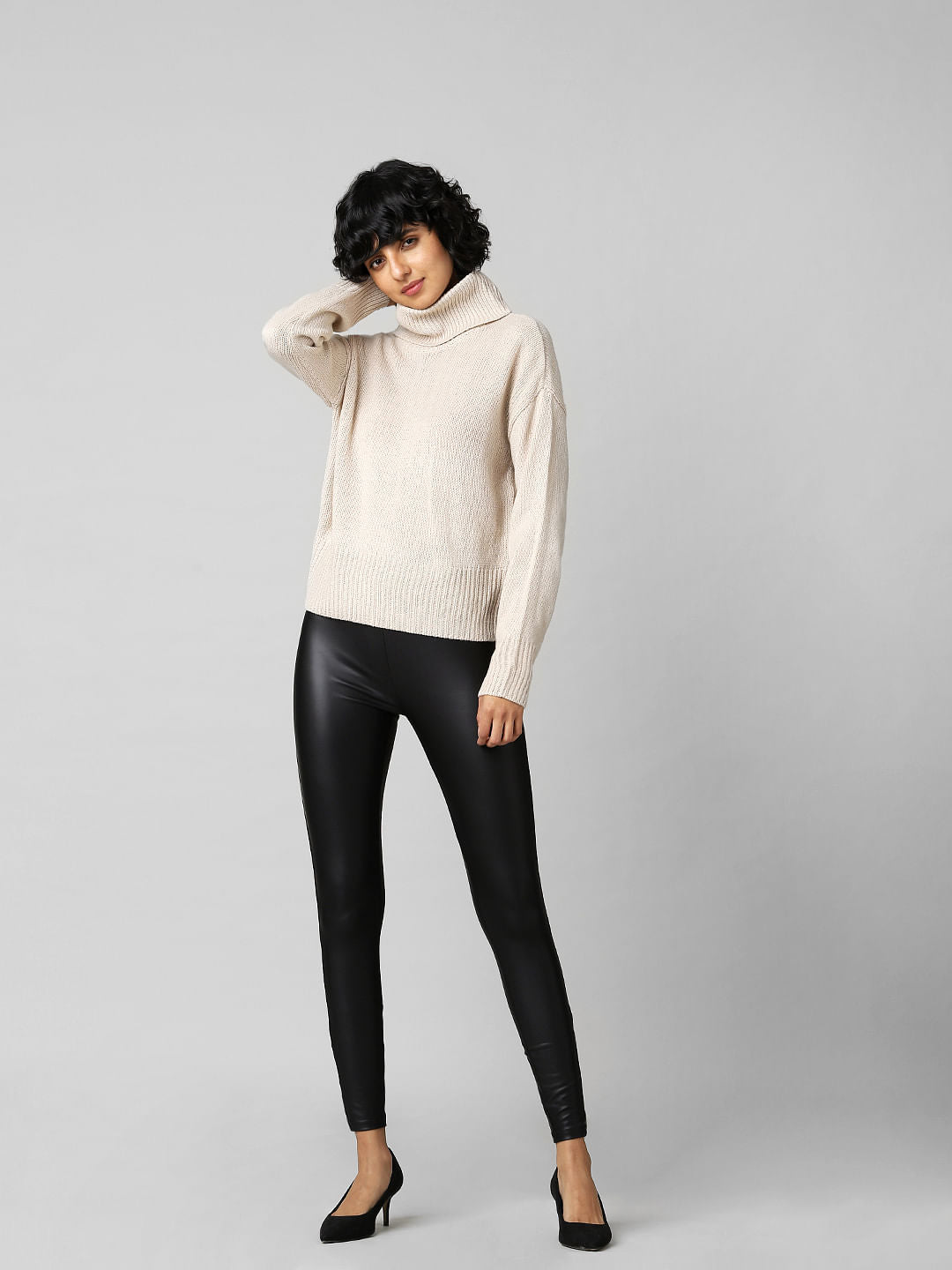 Beige High Neck Pullover