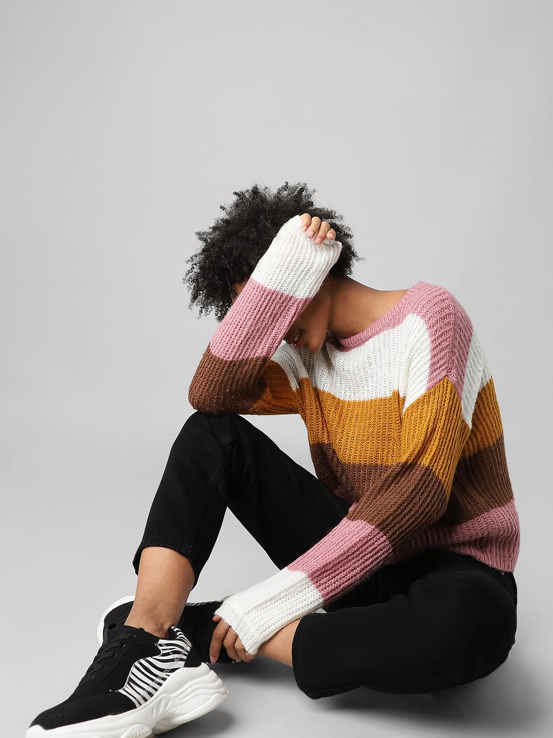 Pink Colourblocked Pullover