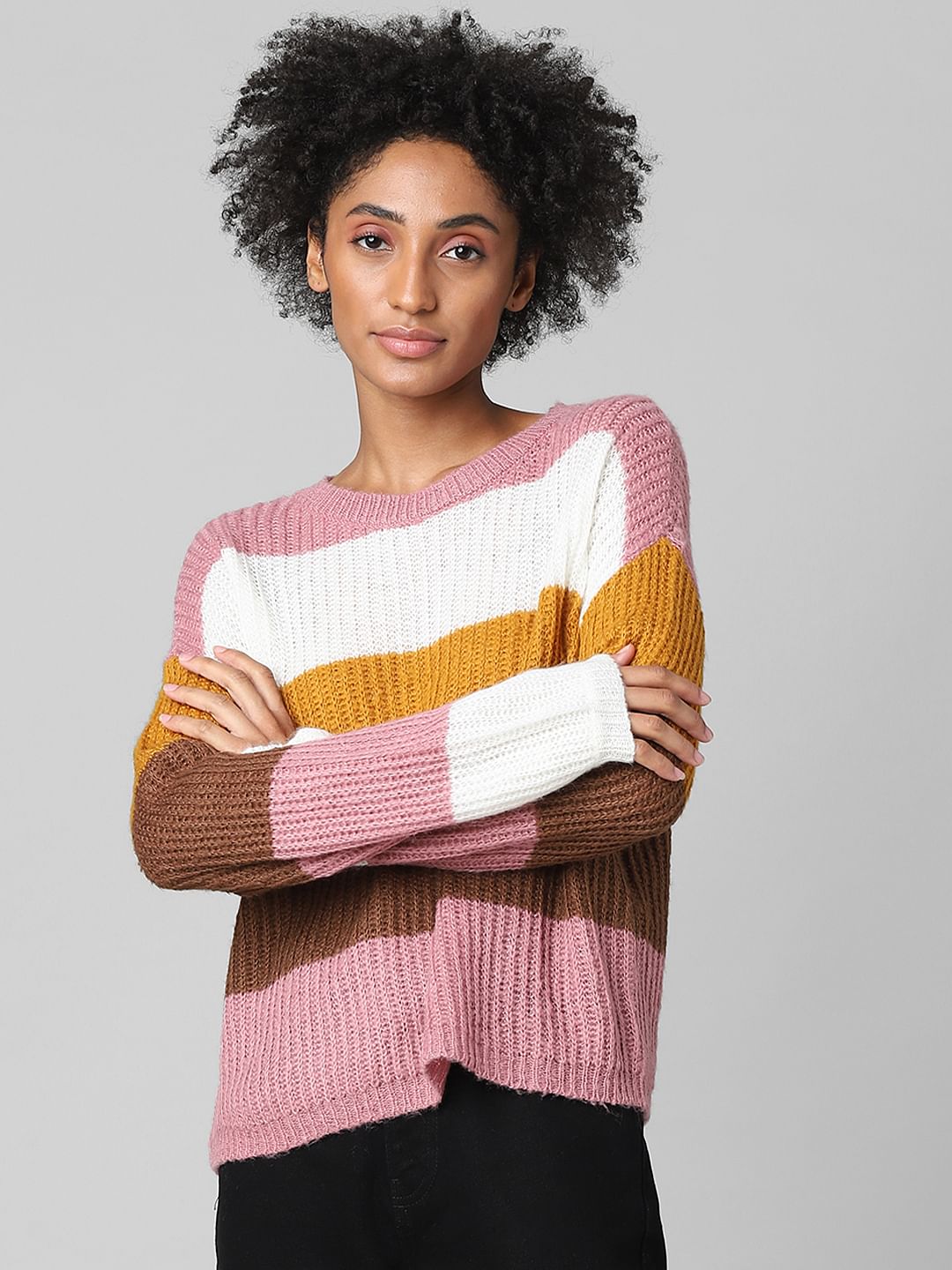 Pink Colourblocked Pullover