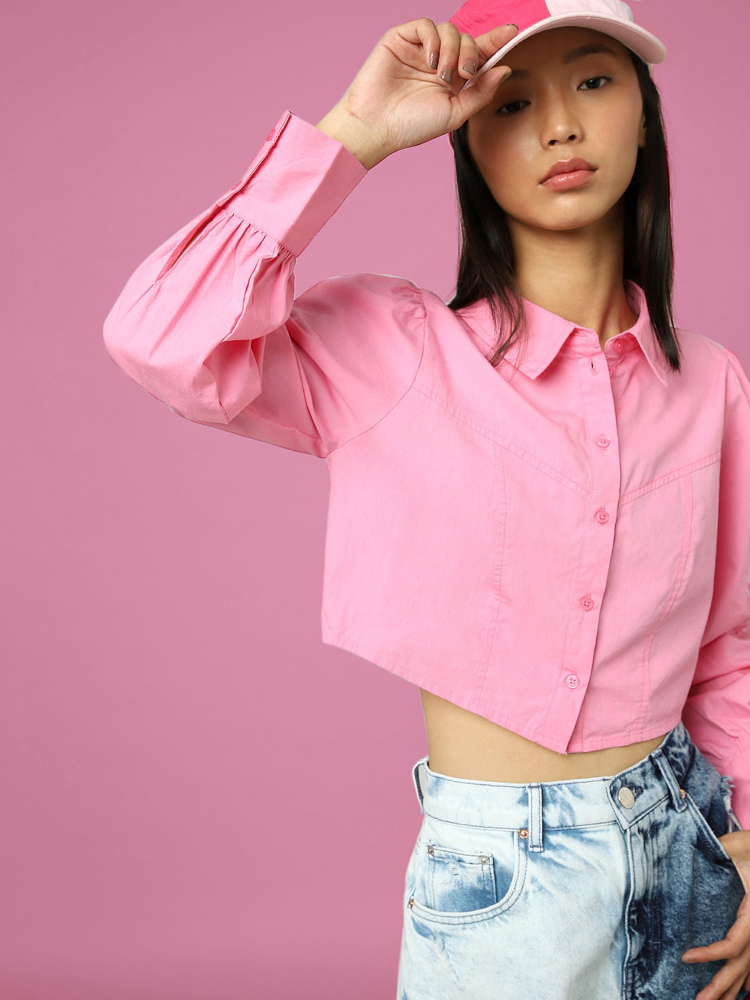 Pink Cropped Shirt