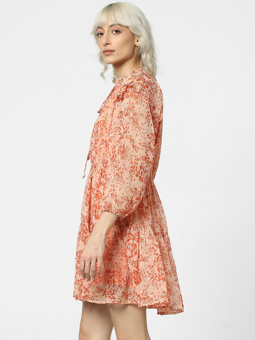 Peach Animal Print Fit & Flare Dress