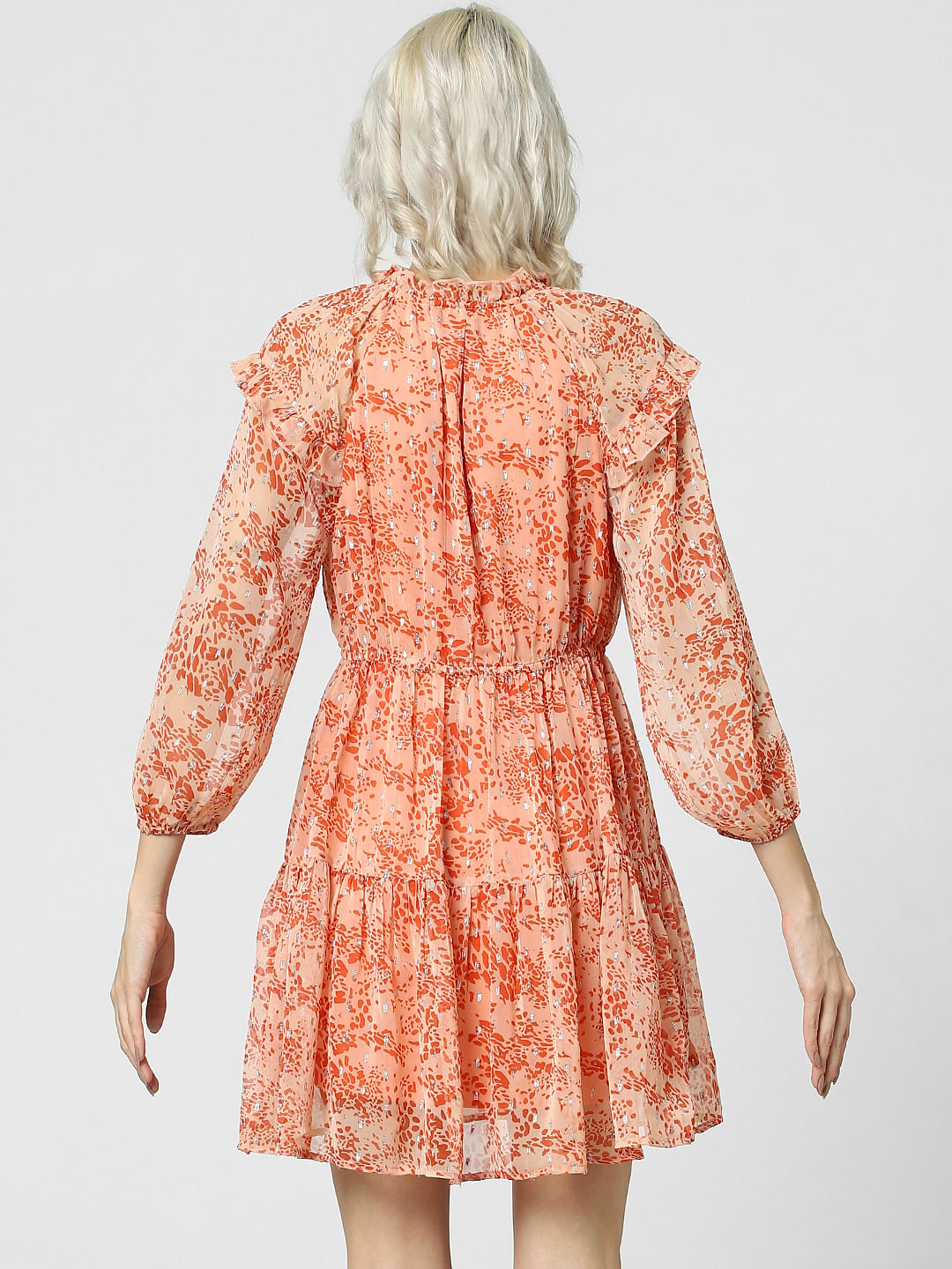 Peach Animal Print Fit & Flare Dress