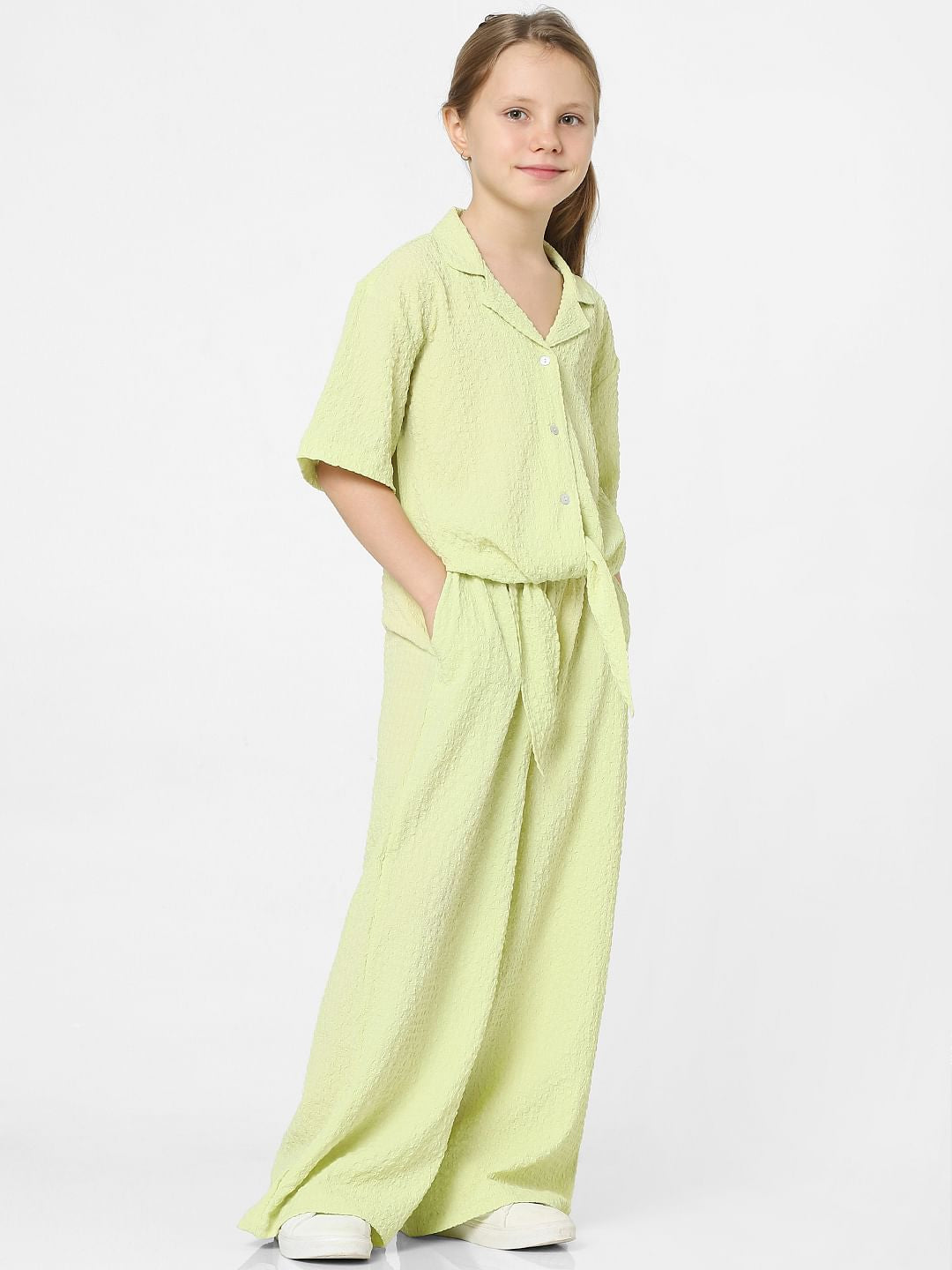 Girls Green Mid Rise Co-Ord Pants