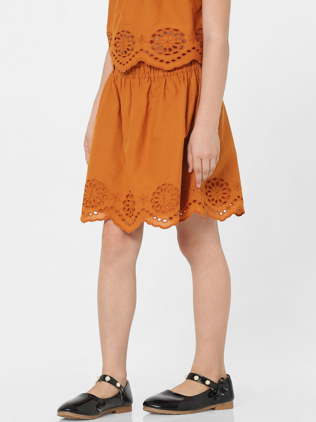 Brown Schiffli Co-Ord Skirt