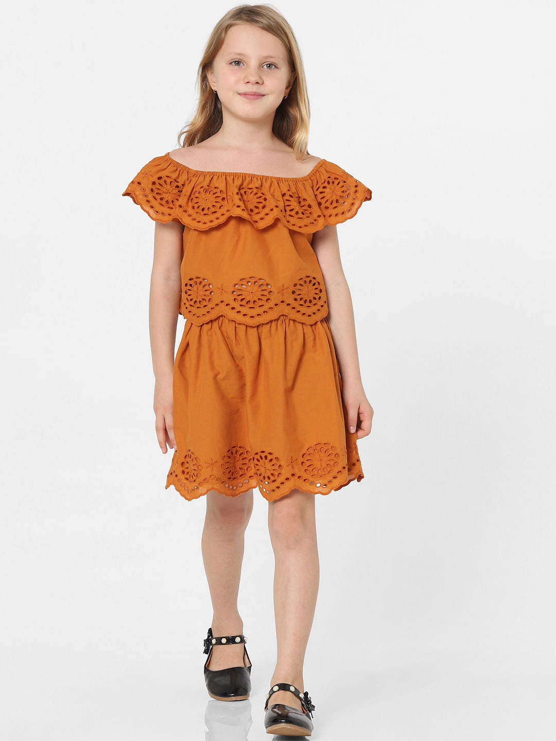 Brown Schiffli Co-Ord Top