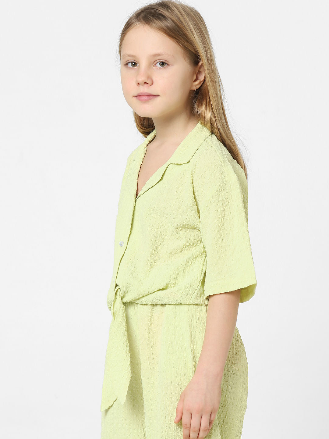Girls Green Front Tie Co-Ord Shirt