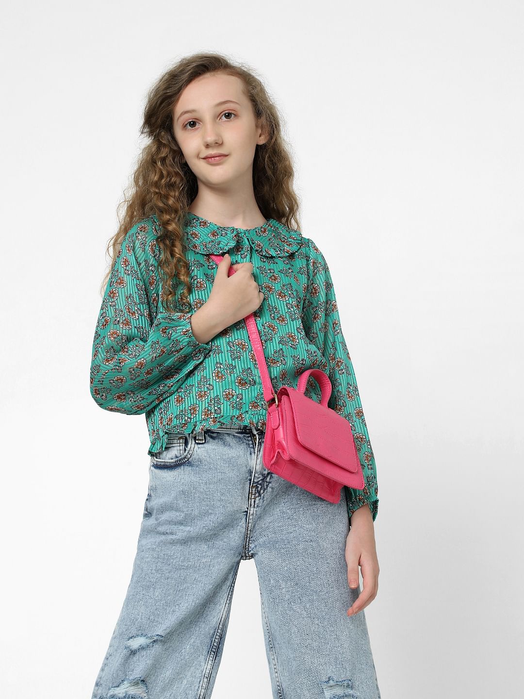 Green Floral Lurex Top