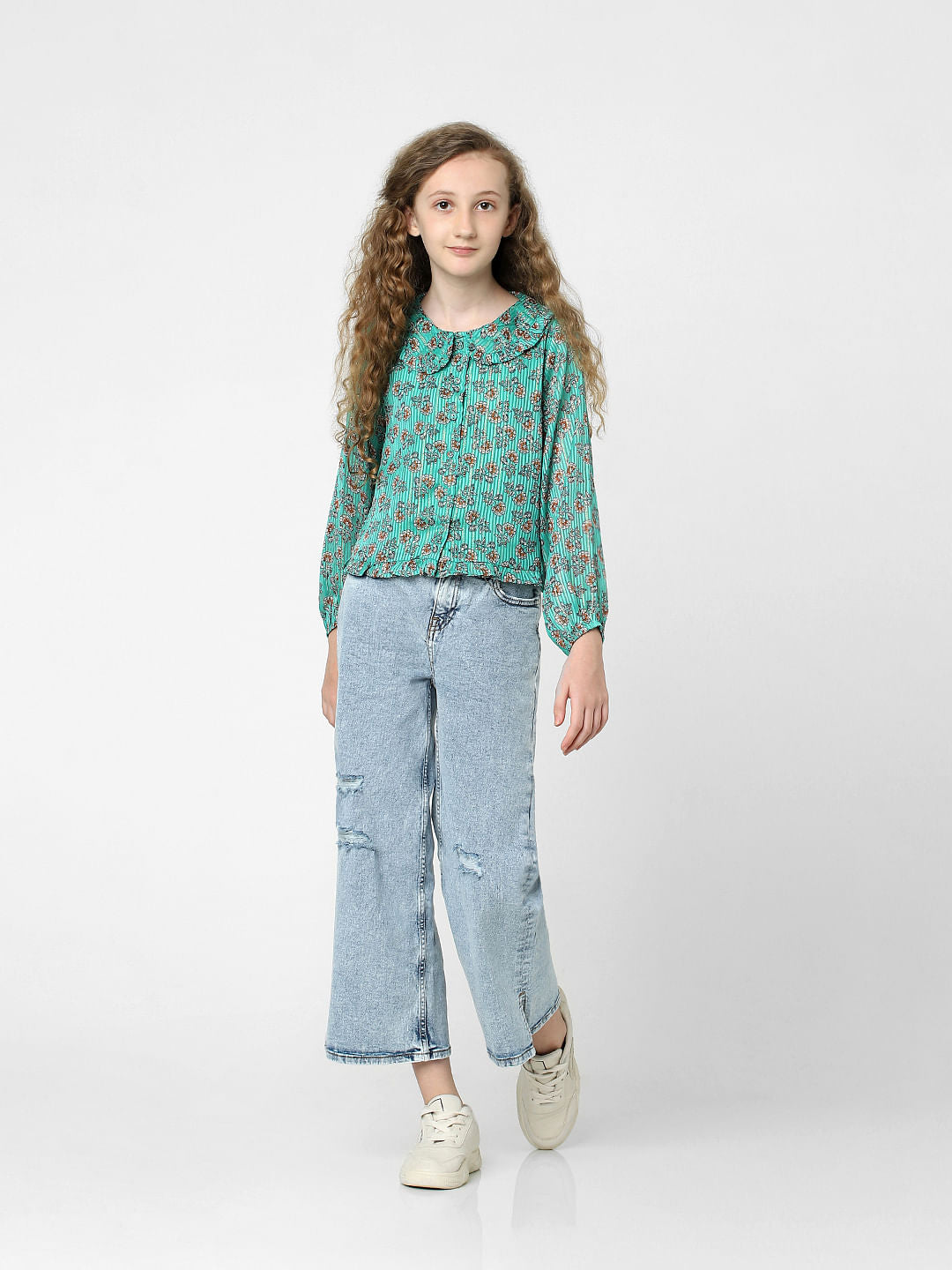 Green Floral Lurex Top