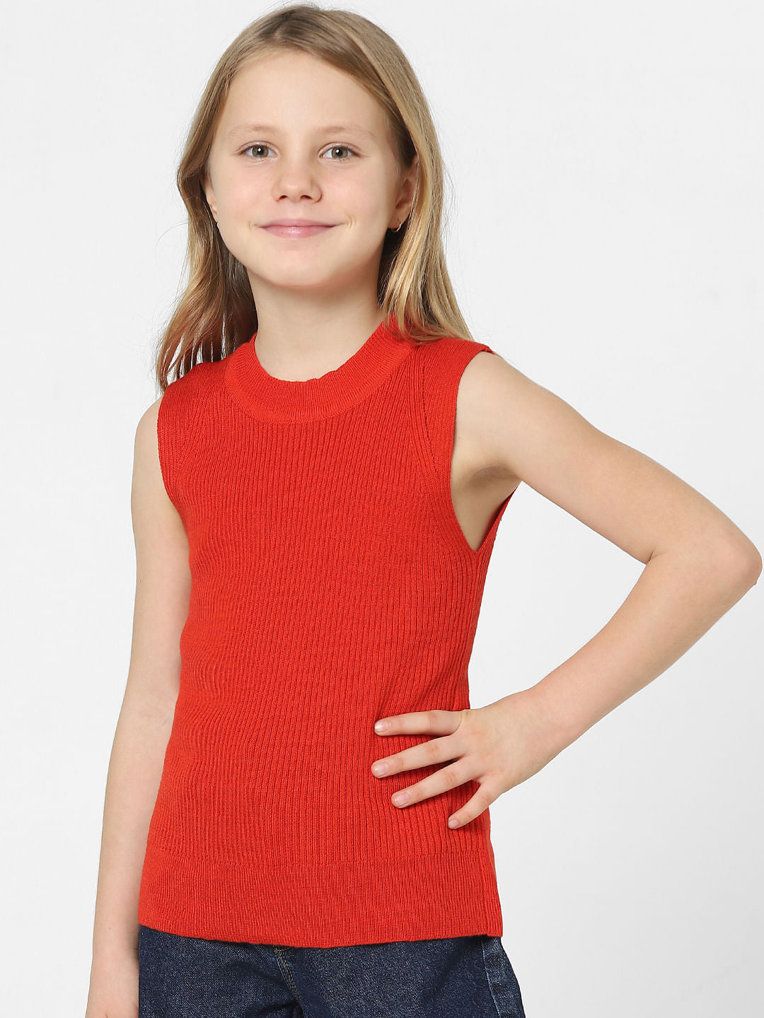 Girls Red Knit Top