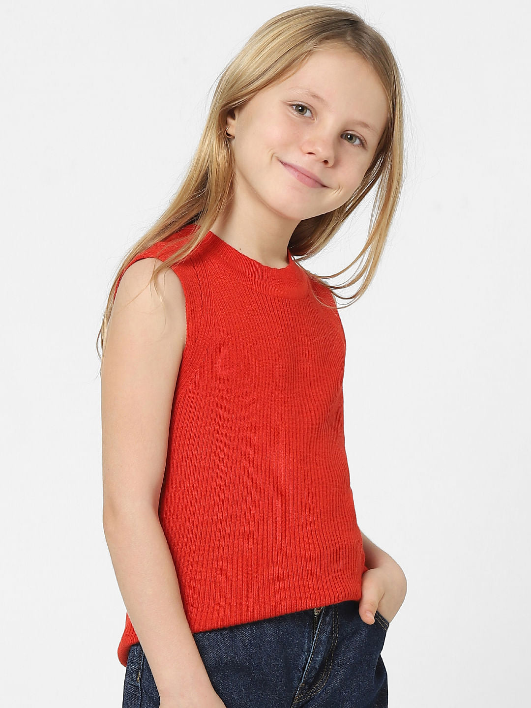 Girls Red Knit Top