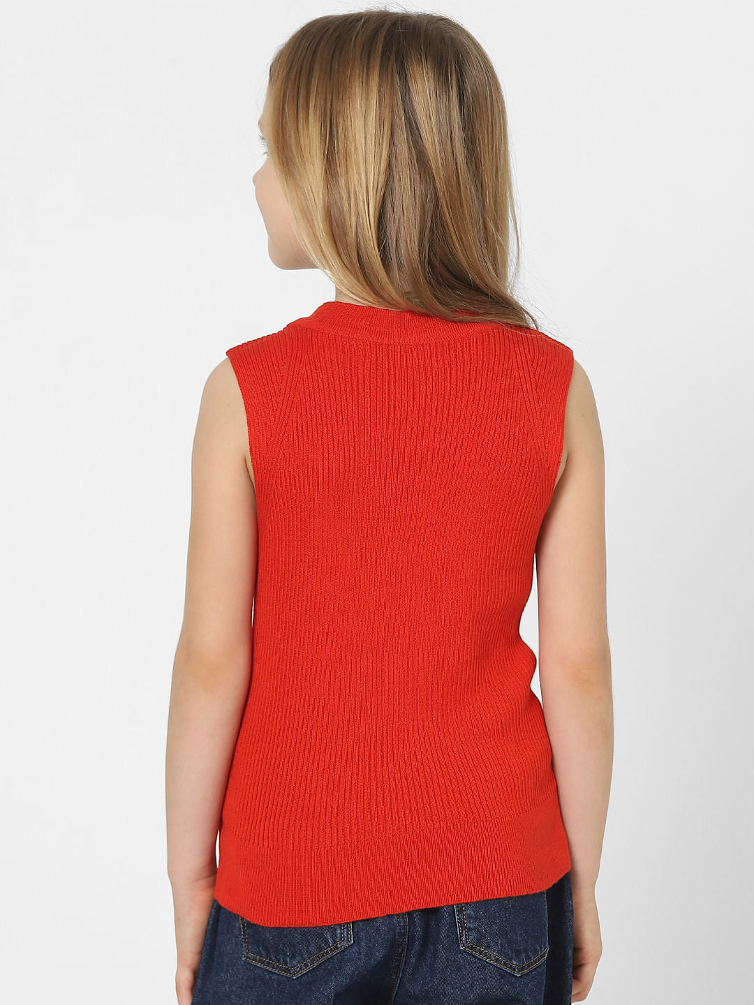 Girls Red Knit Top