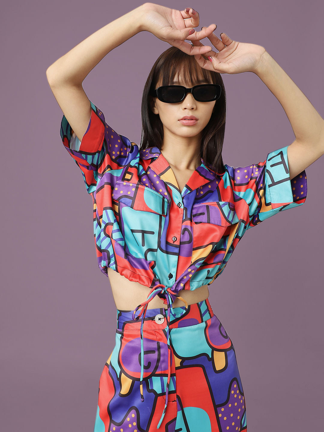 Red Abstract Print Co-Ord Shirt