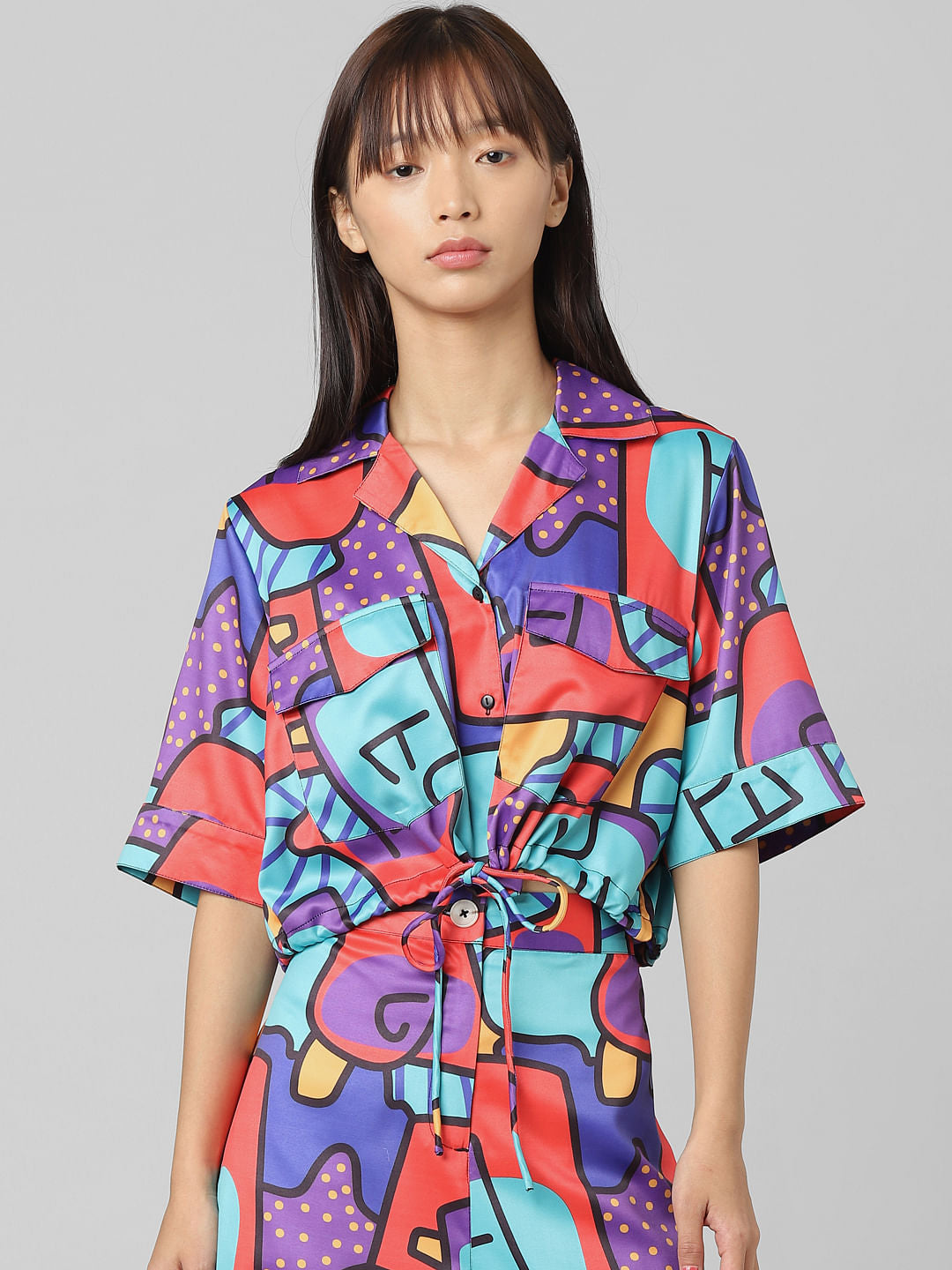 Red Abstract Print Co-Ord Shirt