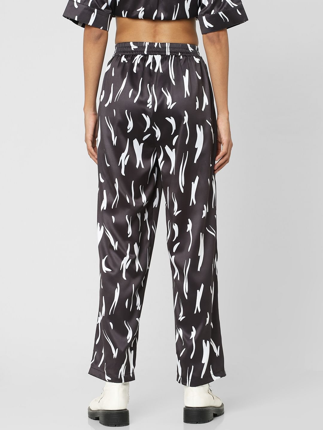 Black High Rise Printed Co-Ord Pants