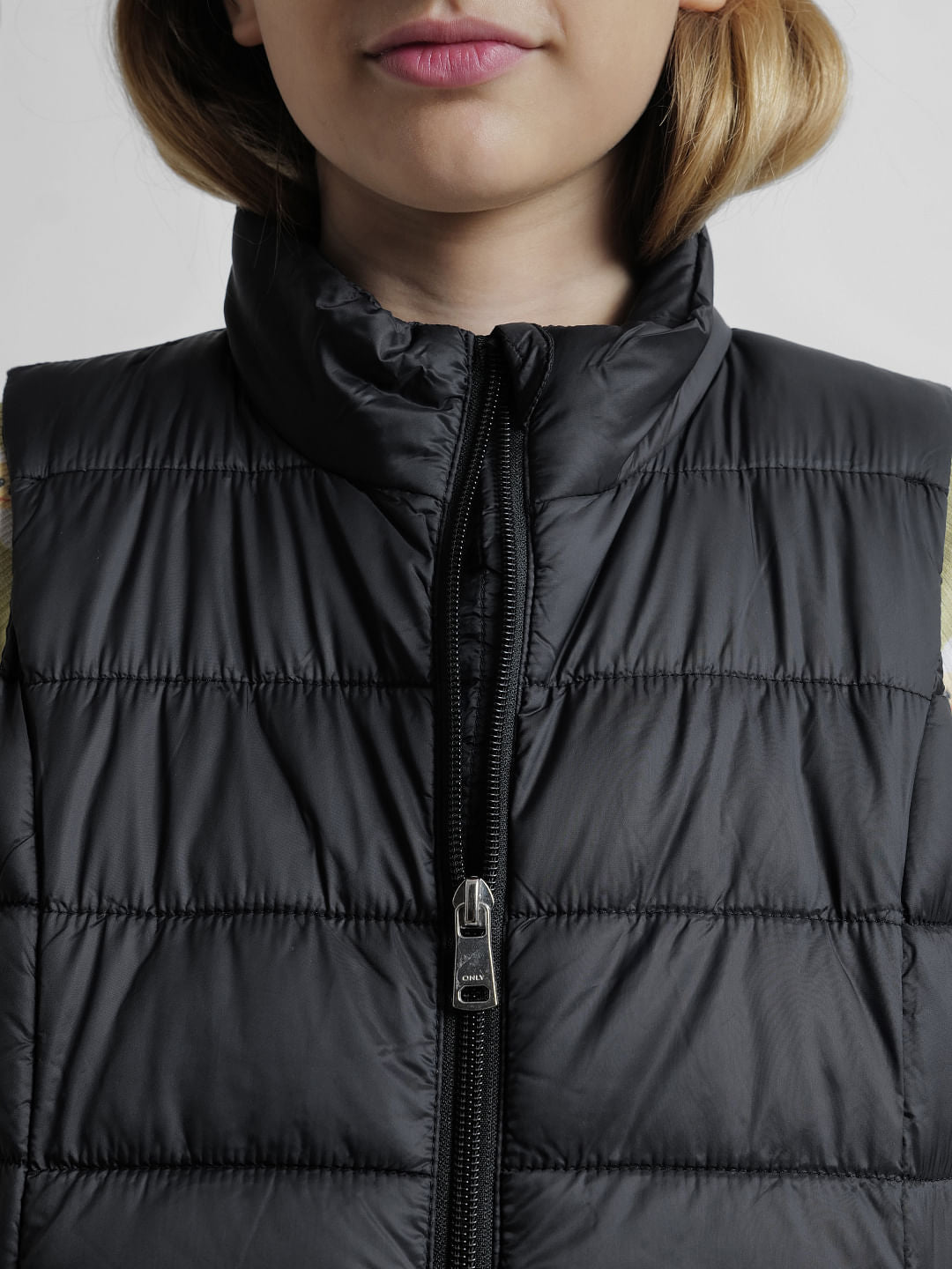 Girls Black High Neck Long Puffer Jacket