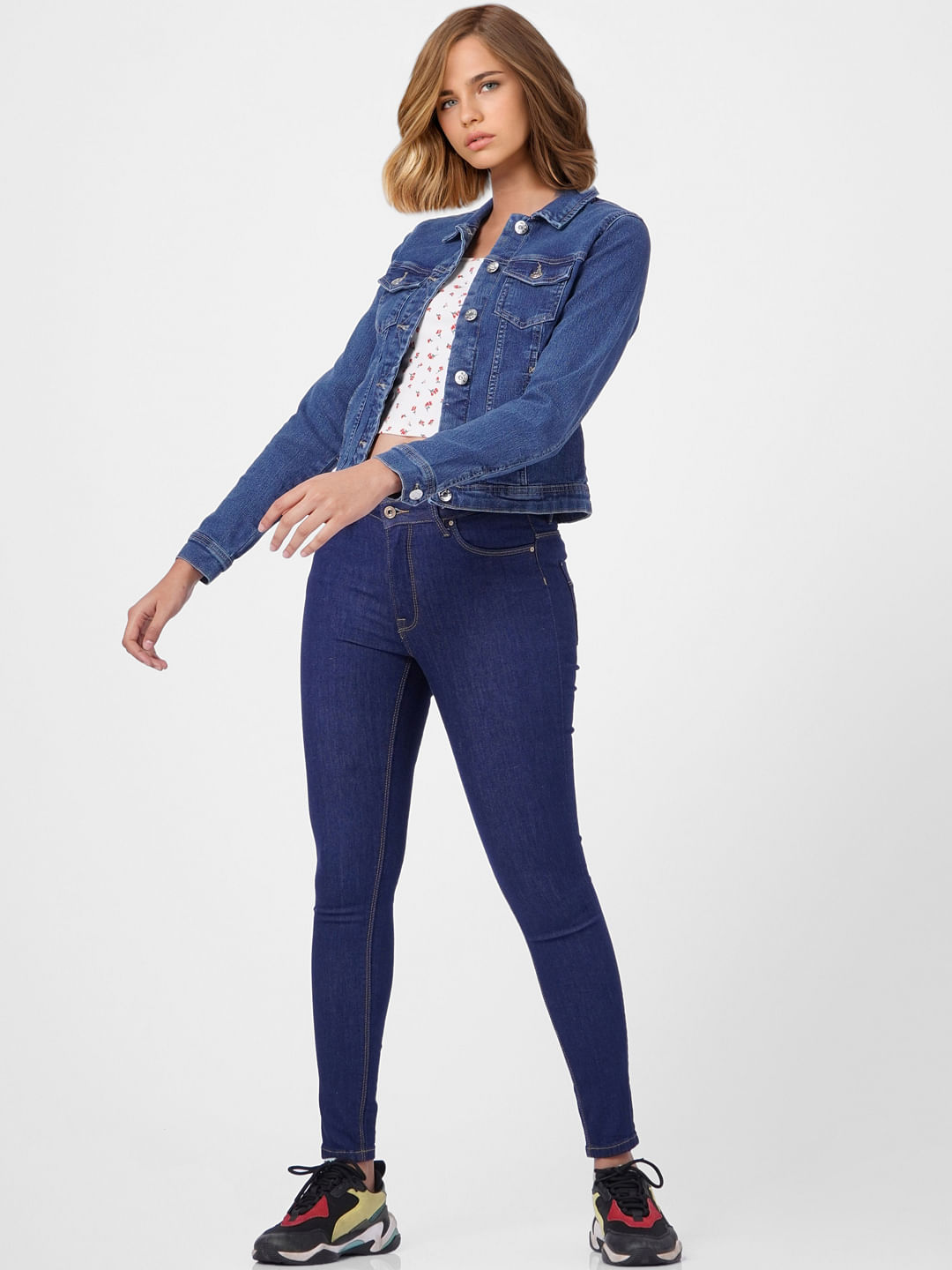 Blue Cropped Denim Jacket