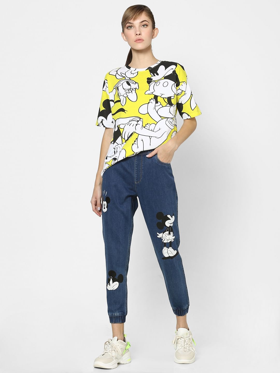 Only X Mickey Yellow All Over Print T-Shirt