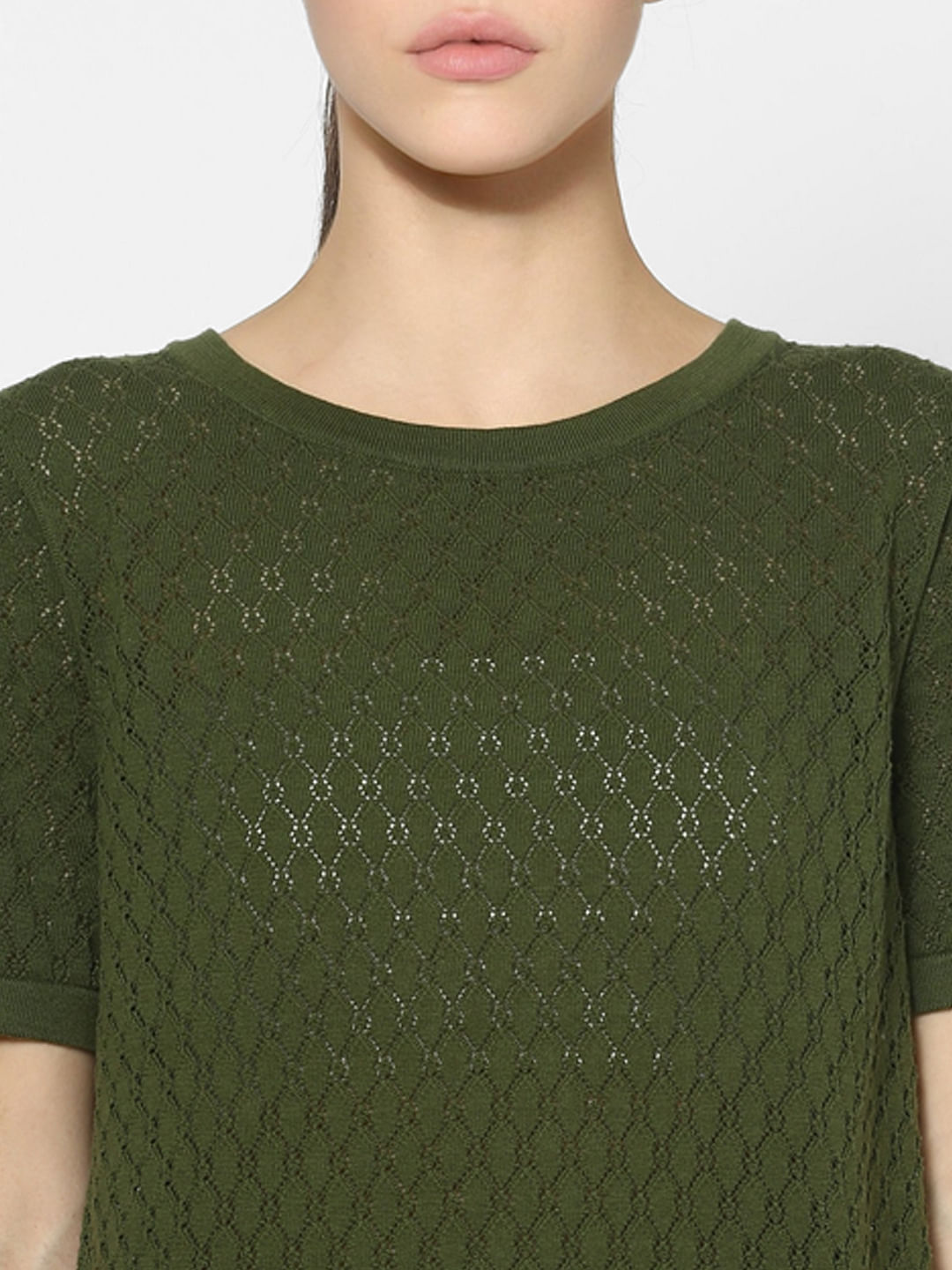 Green Crochet Knit Top