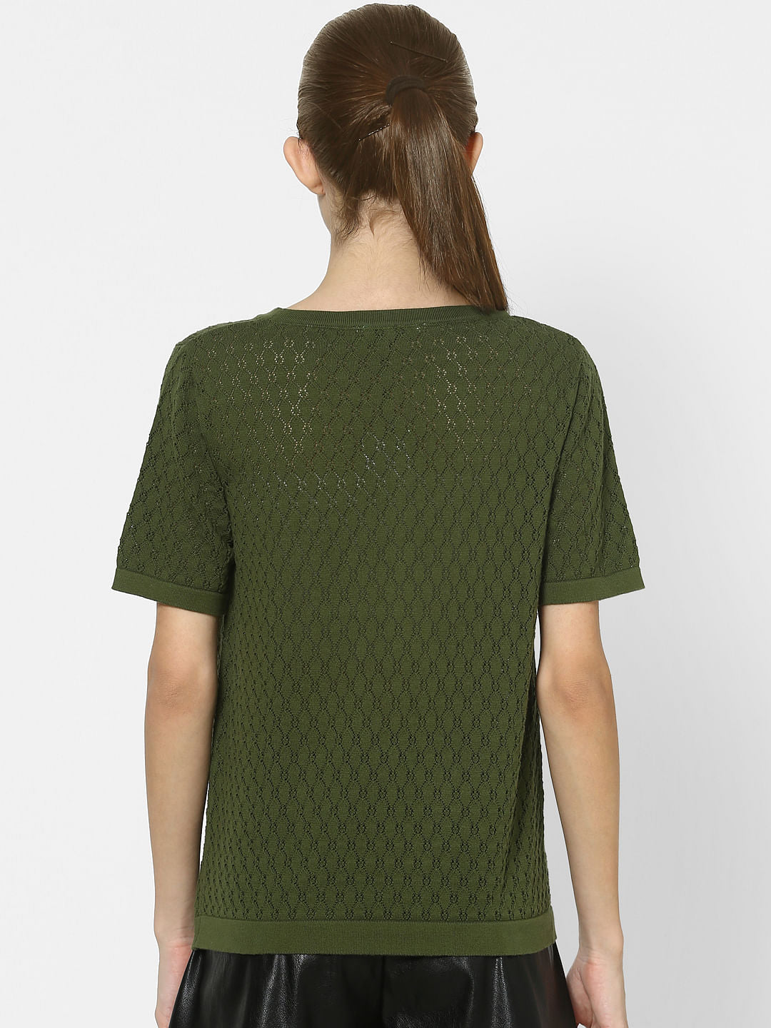 Green Crochet Knit Top