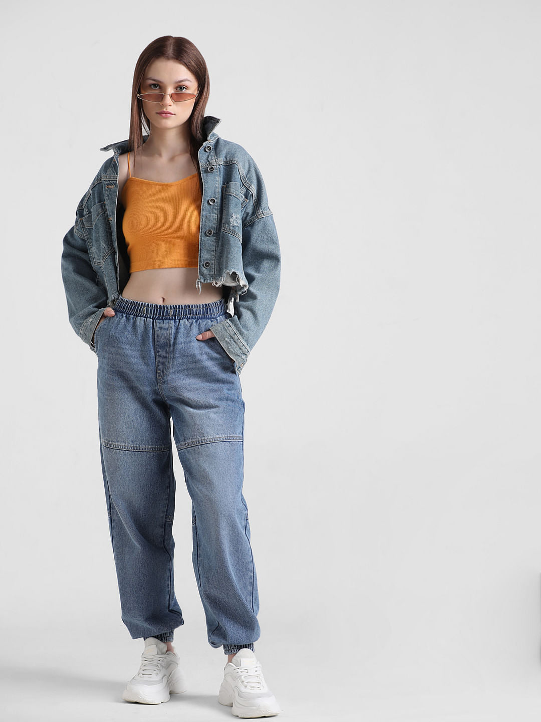Orange Ribbed Crop Top
