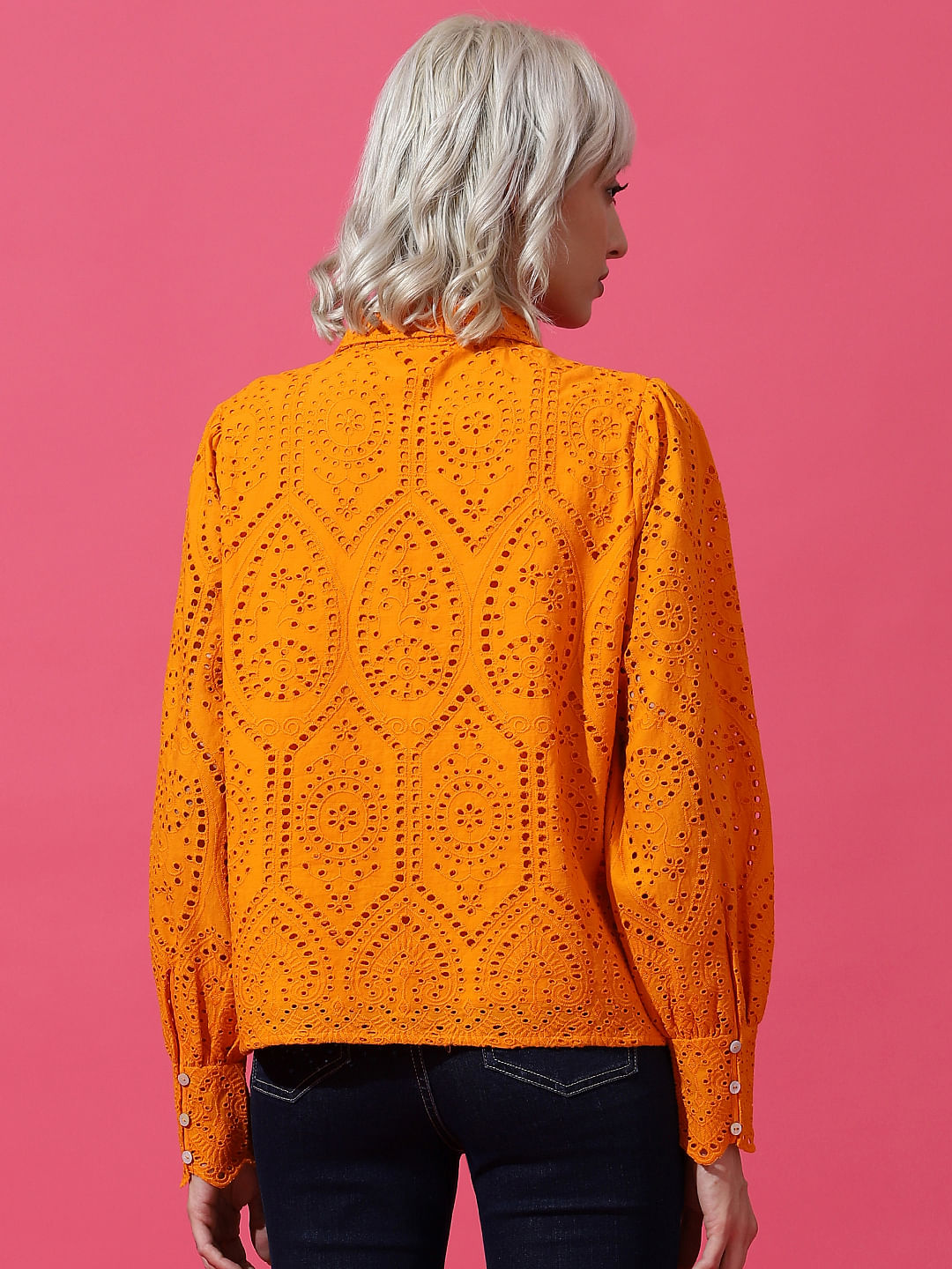 Orange Schiffli Shirt