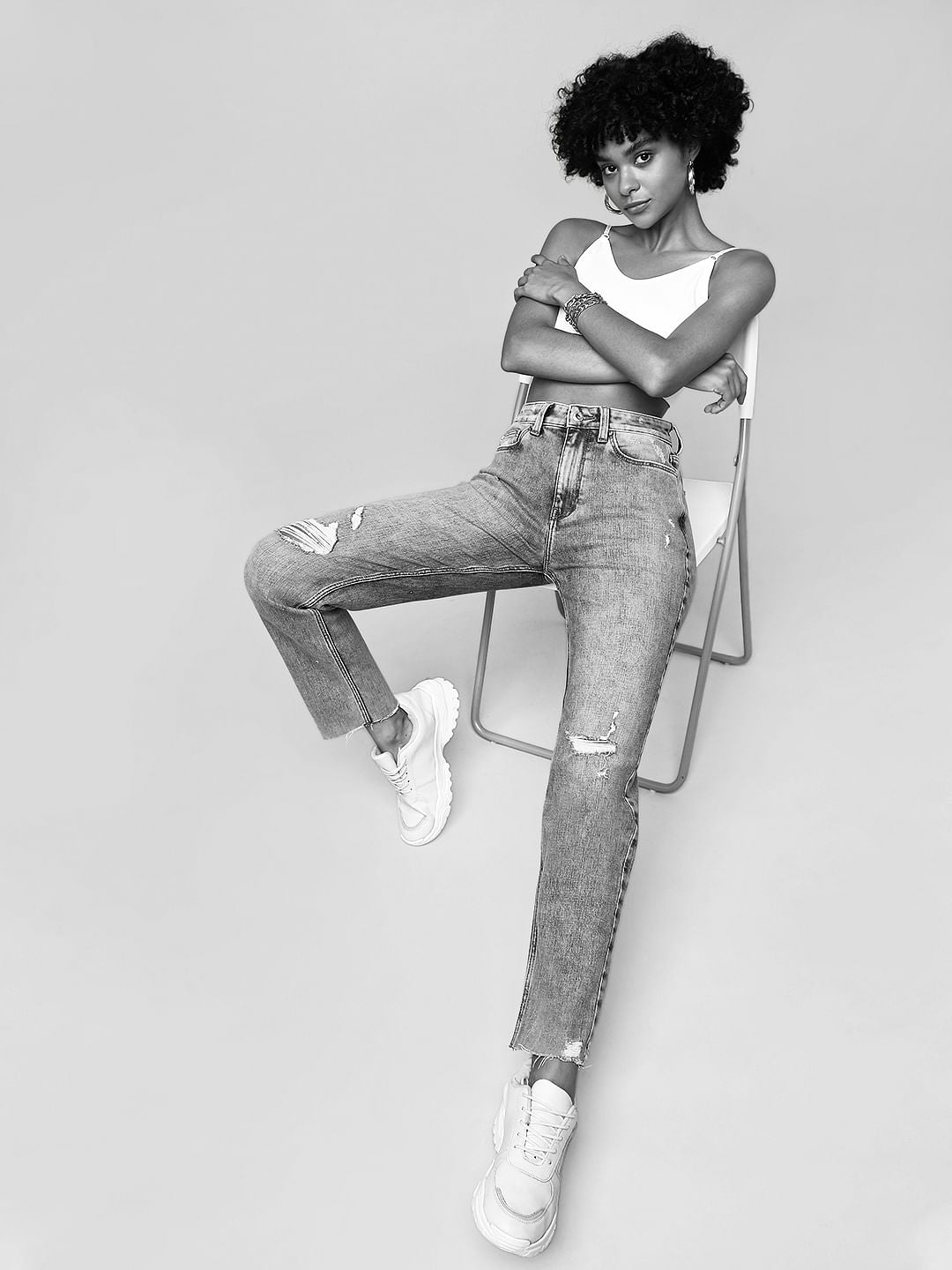 Blue High Rise Distressed Boyfriend Jeans