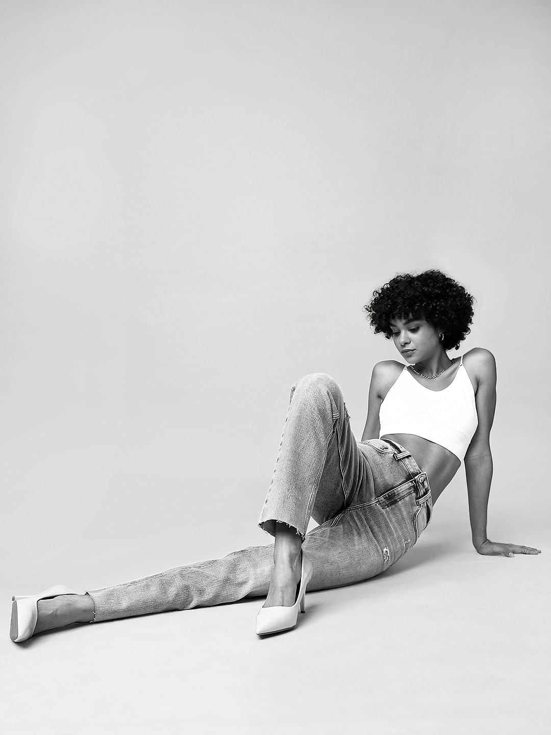 Light Blue High Rise Distressed Straight Jeans