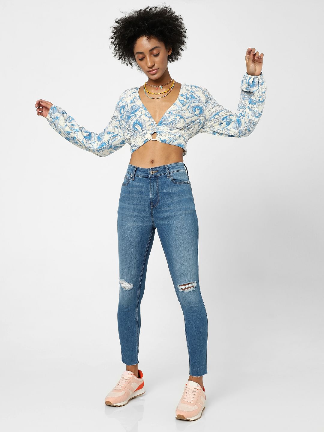 Blue High Waist Skinny Jeans