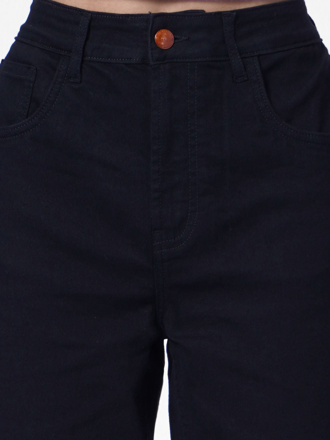 Black Mid Rise Straight Fit Jeans