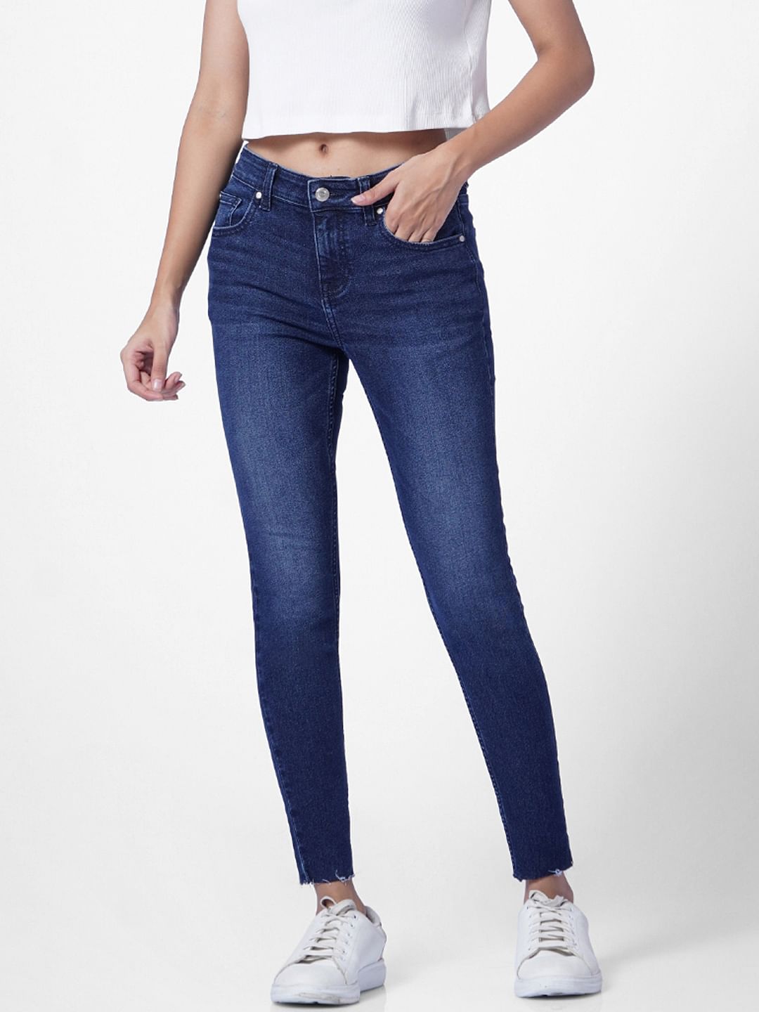 Blue Mid Rise Skinny Jeans