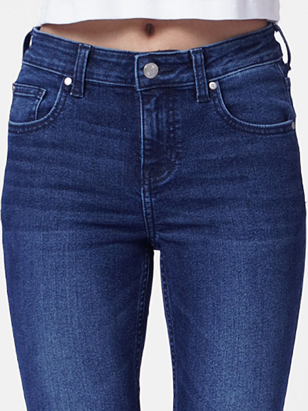 Blue Mid Rise Skinny Jeans