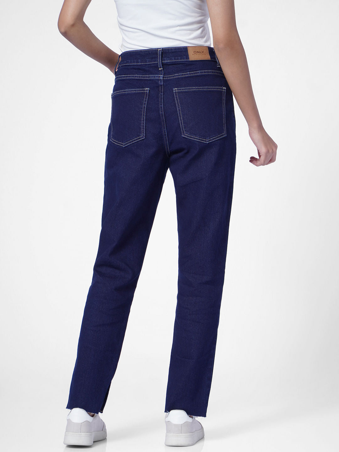 Dark Blue High Rise Straight Fit Jeans