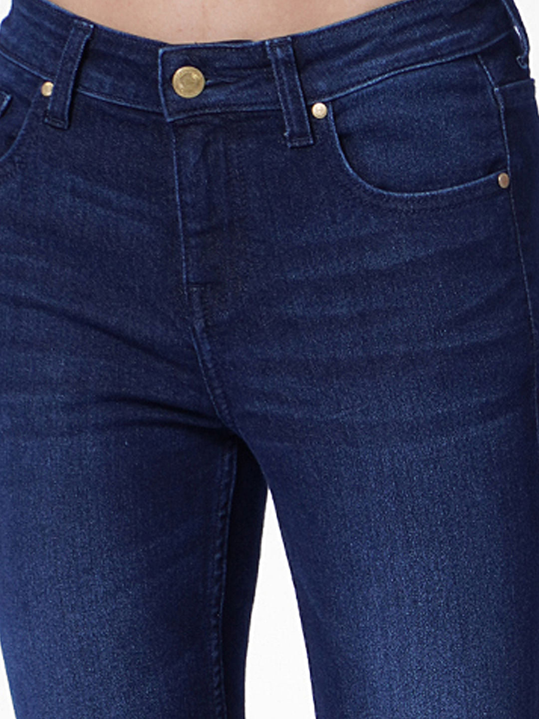 Dark Blue Mid Rise Skinny Jeans