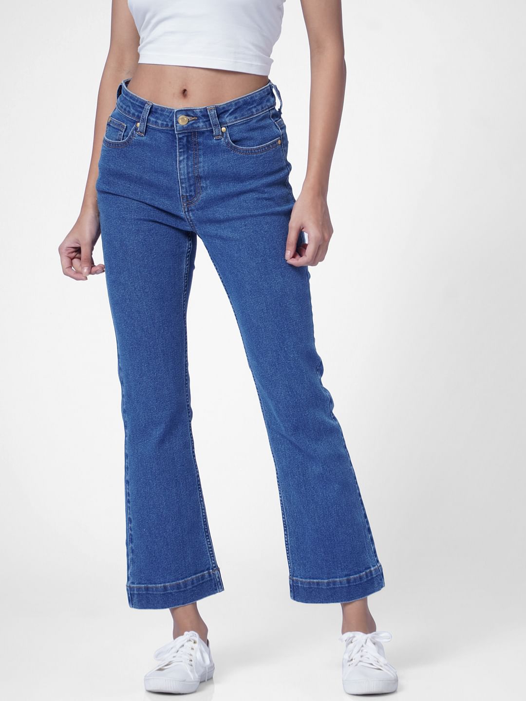 Blue High Rise Flared Jeans