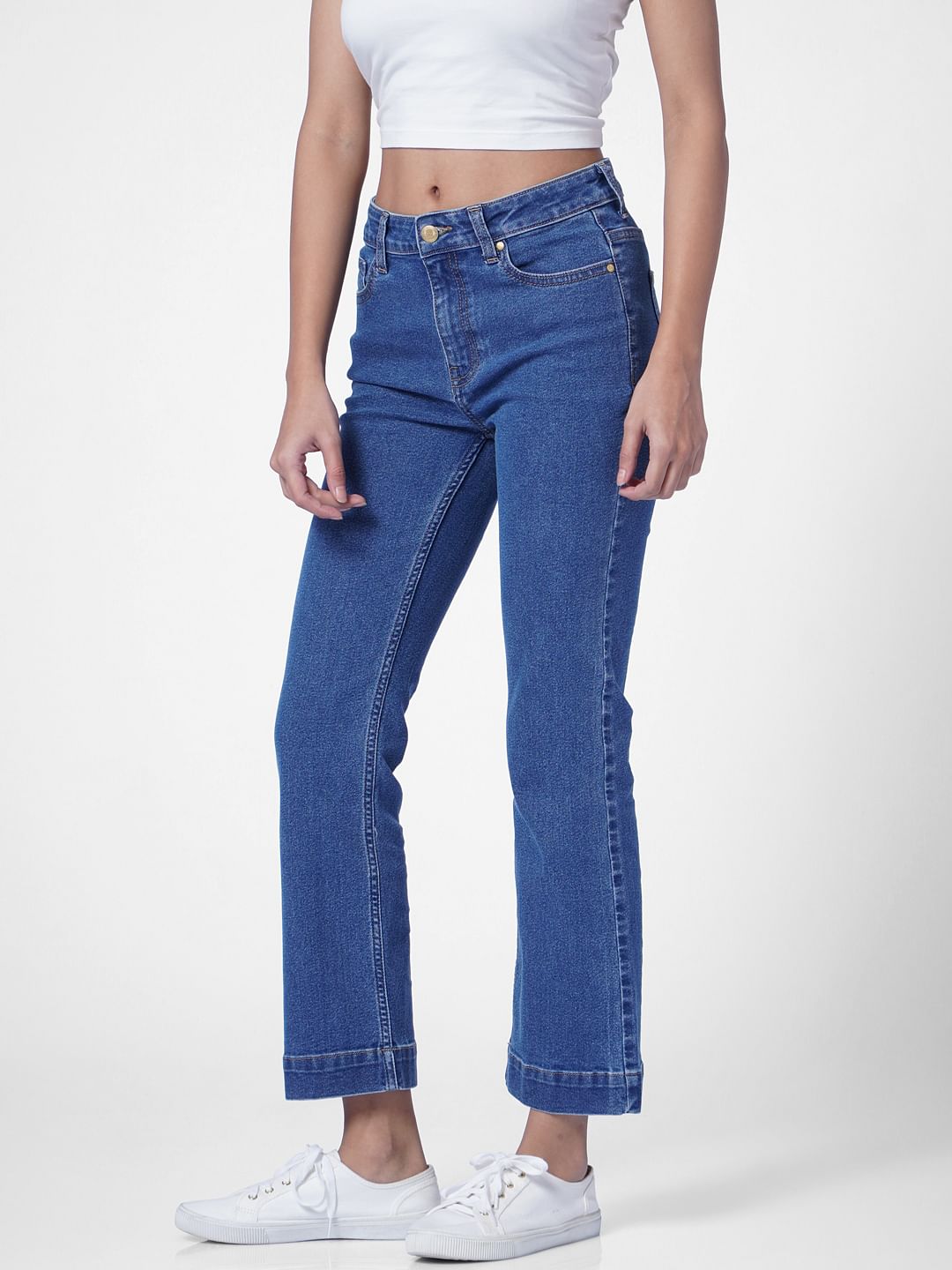 Blue High Rise Flared Jeans