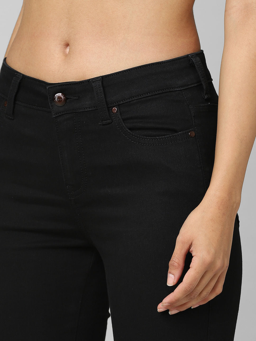 Black Mid Rise Skinny Jeans