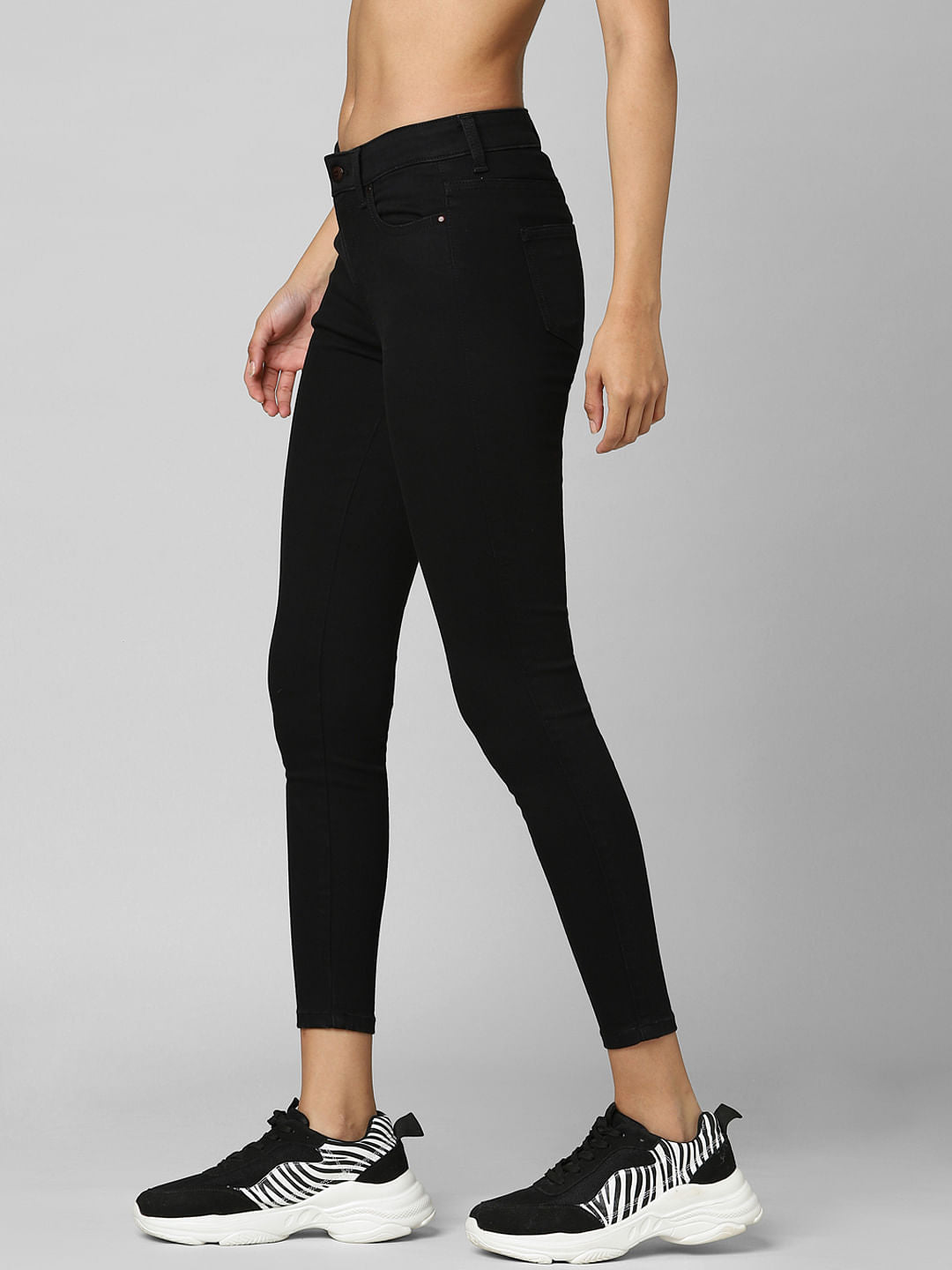 Black Mid Rise Skinny Jeans