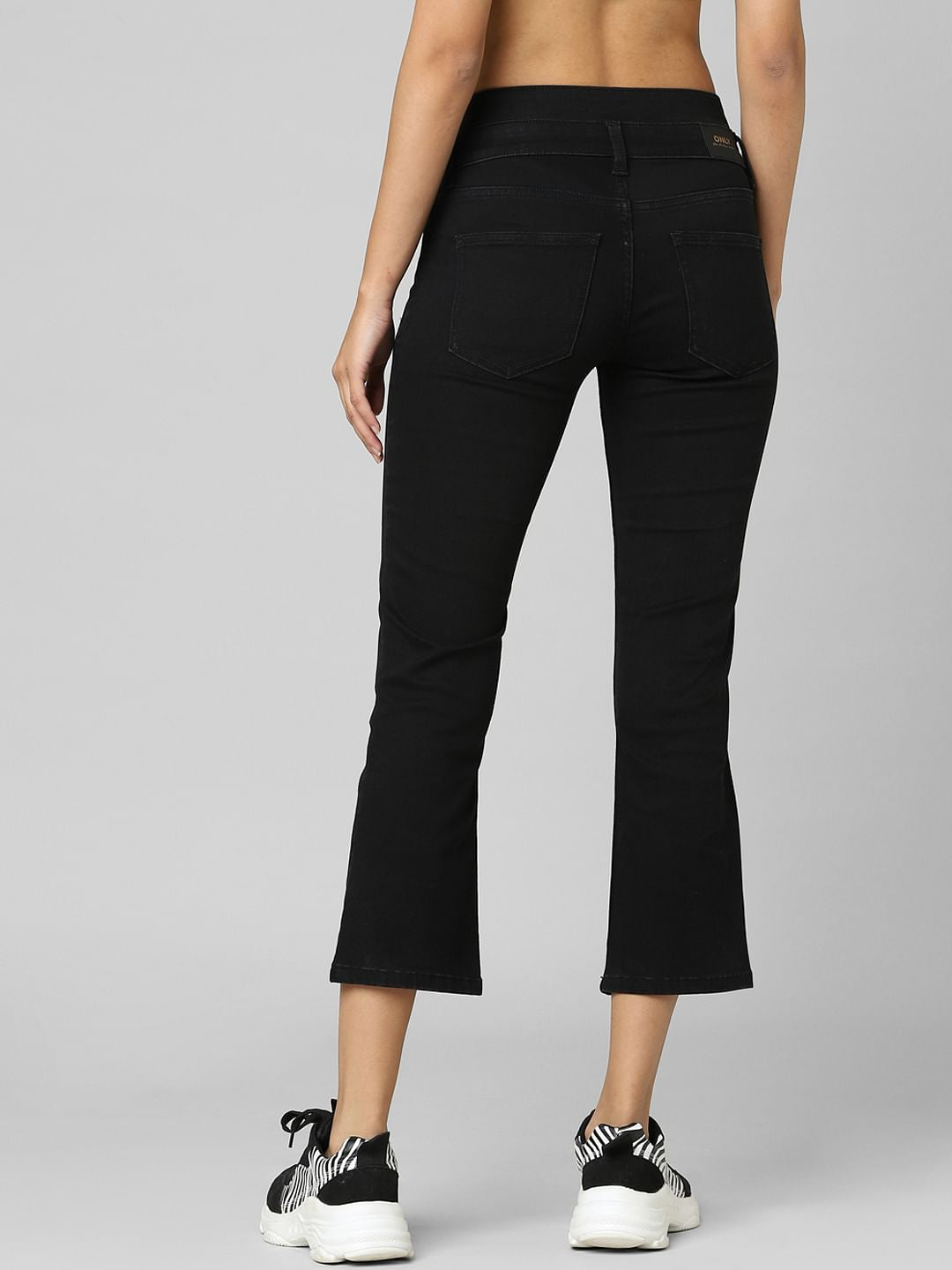 Black Mid Rise Flared Jeans