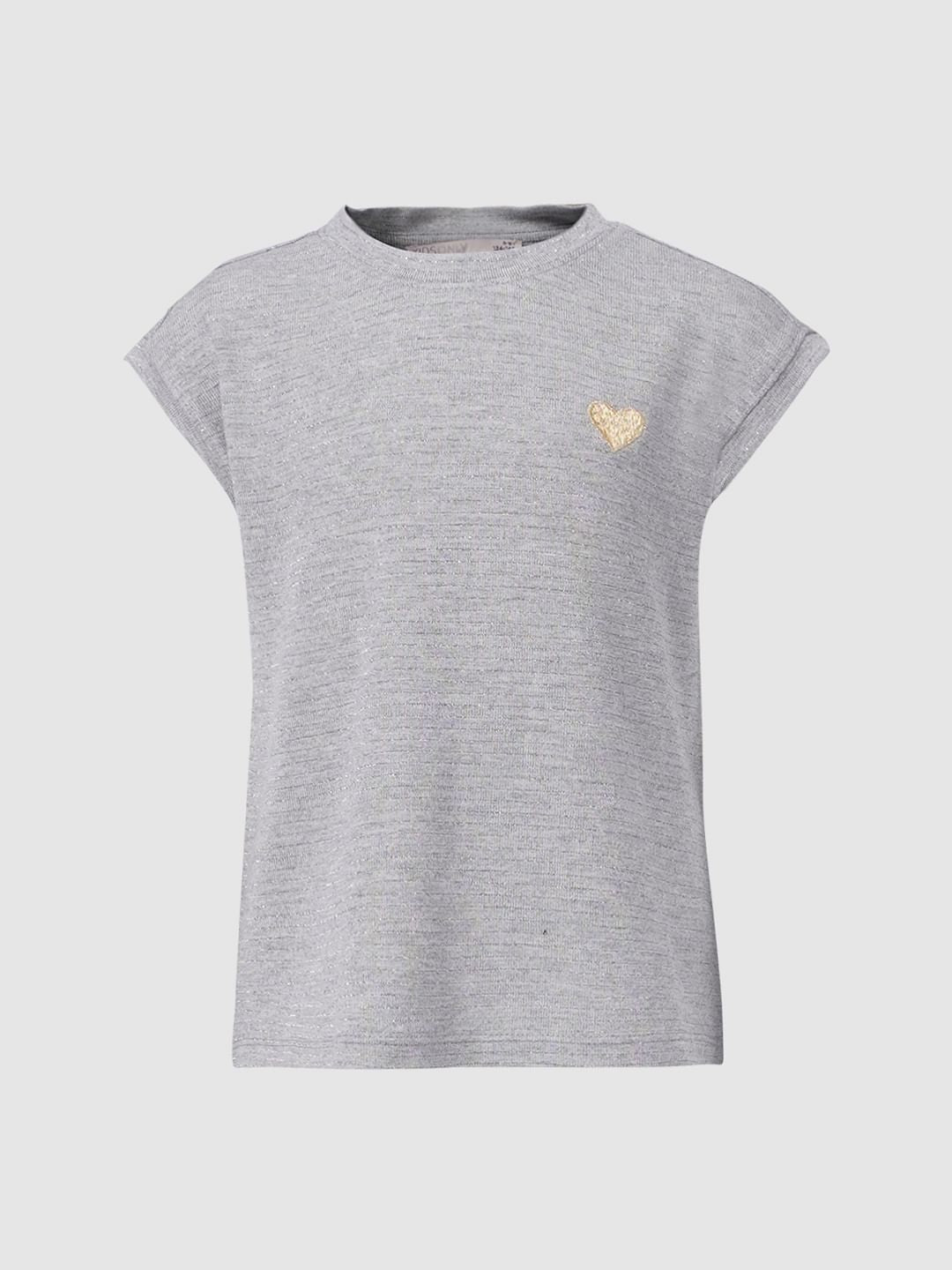 Girls Grey Cap Sleeves T-Shirt