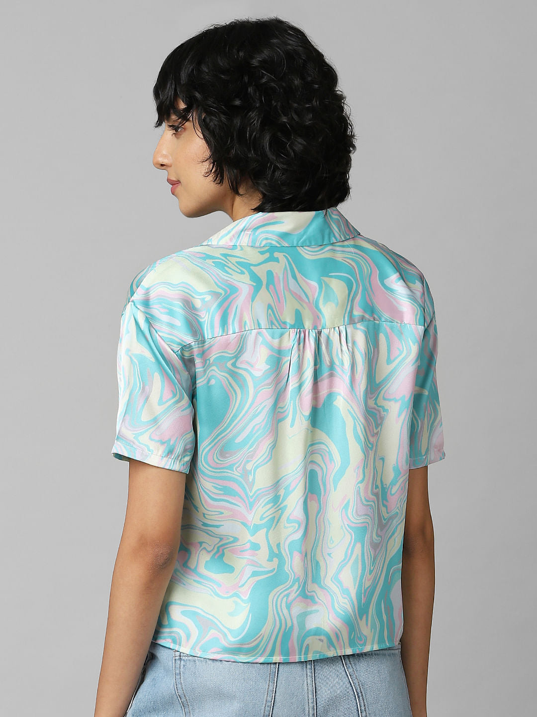 White Printed Resort Collar Shirt