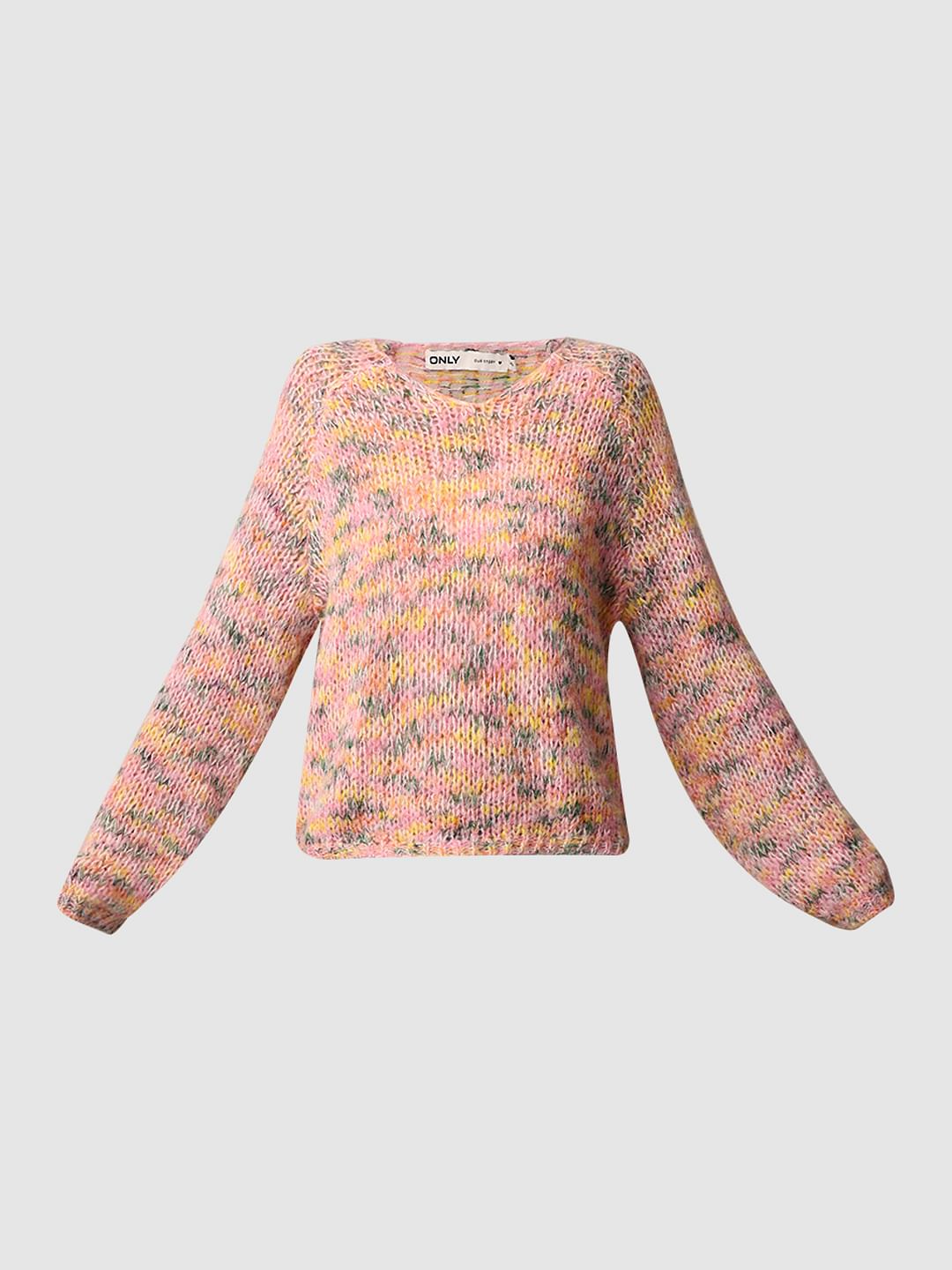 Multi-Colour Rib-Knit Oversized Pullover