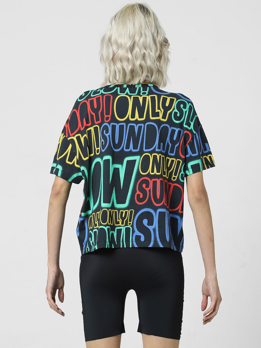Black All Over Text Print T-Shirt